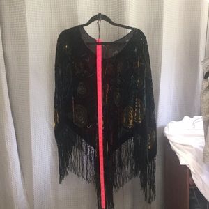 Poncho  velvet reversible multicolored